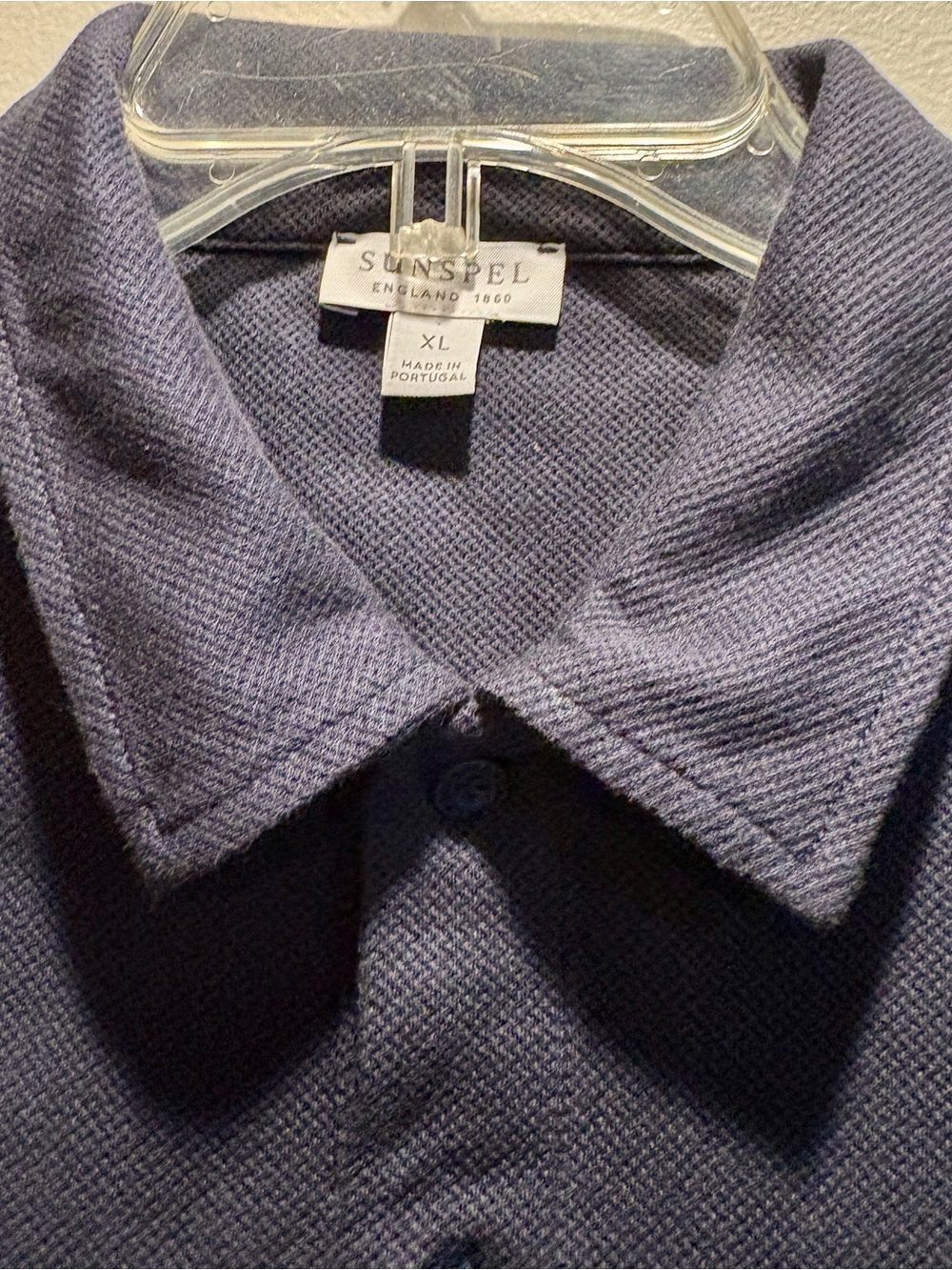 Sunspel England 1860 Men’s XL Navy Cotton Pique Polo Shirt Chest Pocket Made in
